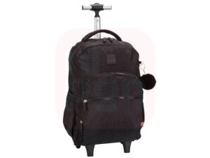 Mochila com Carrinho em Alumínio Crinkle Preta - PackN'Go